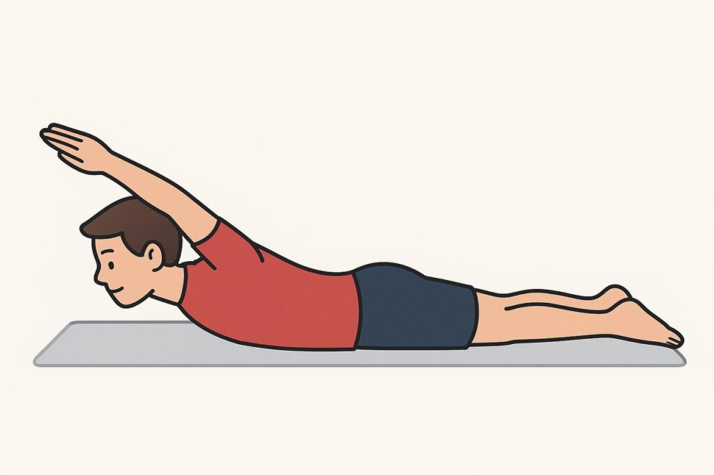 تمرين Y في وضعية prone لتقوية عضلات اللوير ترابيزيوس وتحسين استقرار لوح الكتف