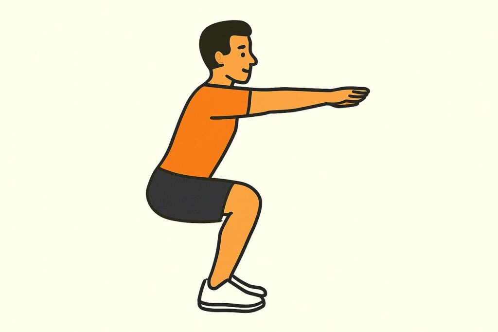 شخص يؤدي تمرين الاسكوات لتقوية عضلات الساقين و تحسين الدورة دموية