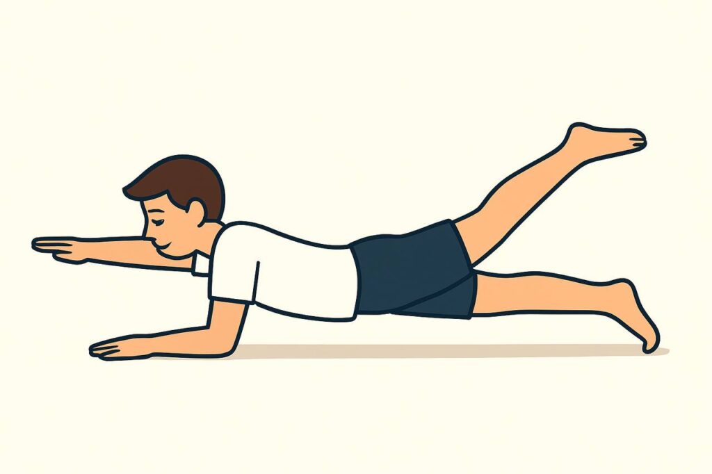 prone alternate arm and leg lift