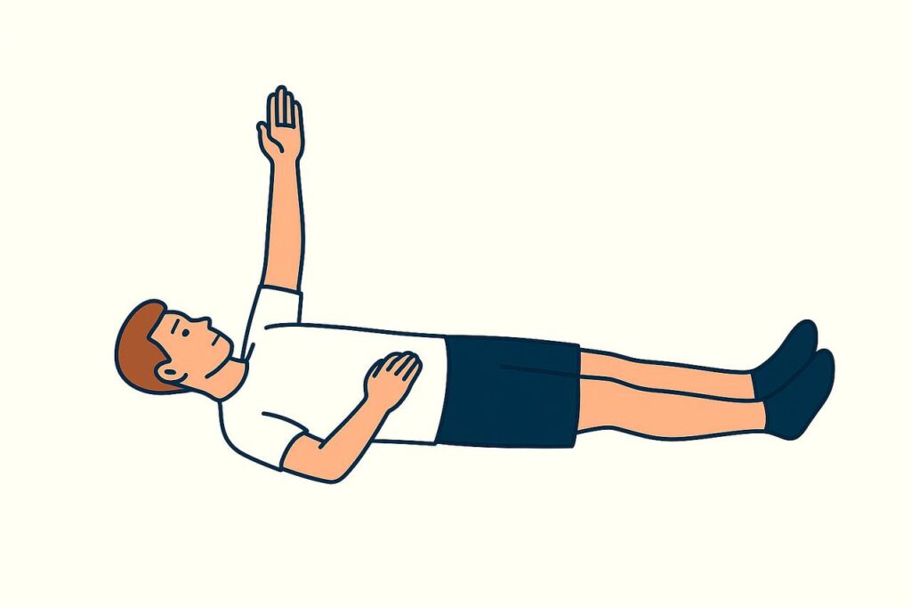 تمرين supine active forward elevation لتحسين حركة الكتف واستعادة القوة تدريجيًا بعد تمزق الأوتار